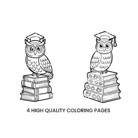 Cute Owl Graduates on Coloring BooksPlanner Coloring Books