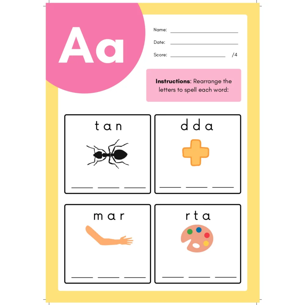 Alphabet Spelling Worksheets