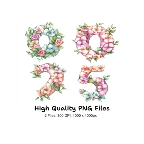 Floral Numbers Clipart Bundle