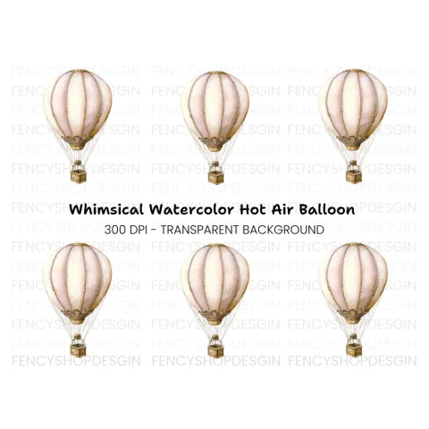 Vintage Hot Air Balloon Clipart Bundle
