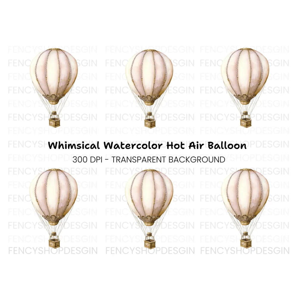 Vintage Hot Air Balloon Clipart Bundle