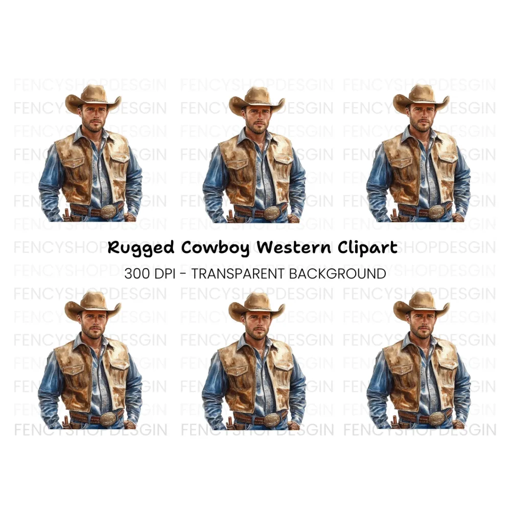 Rugged Cowboy Vest Clipart Bundle