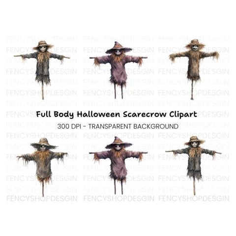 Spooky Scarecrow Halloween Clipart Bundle