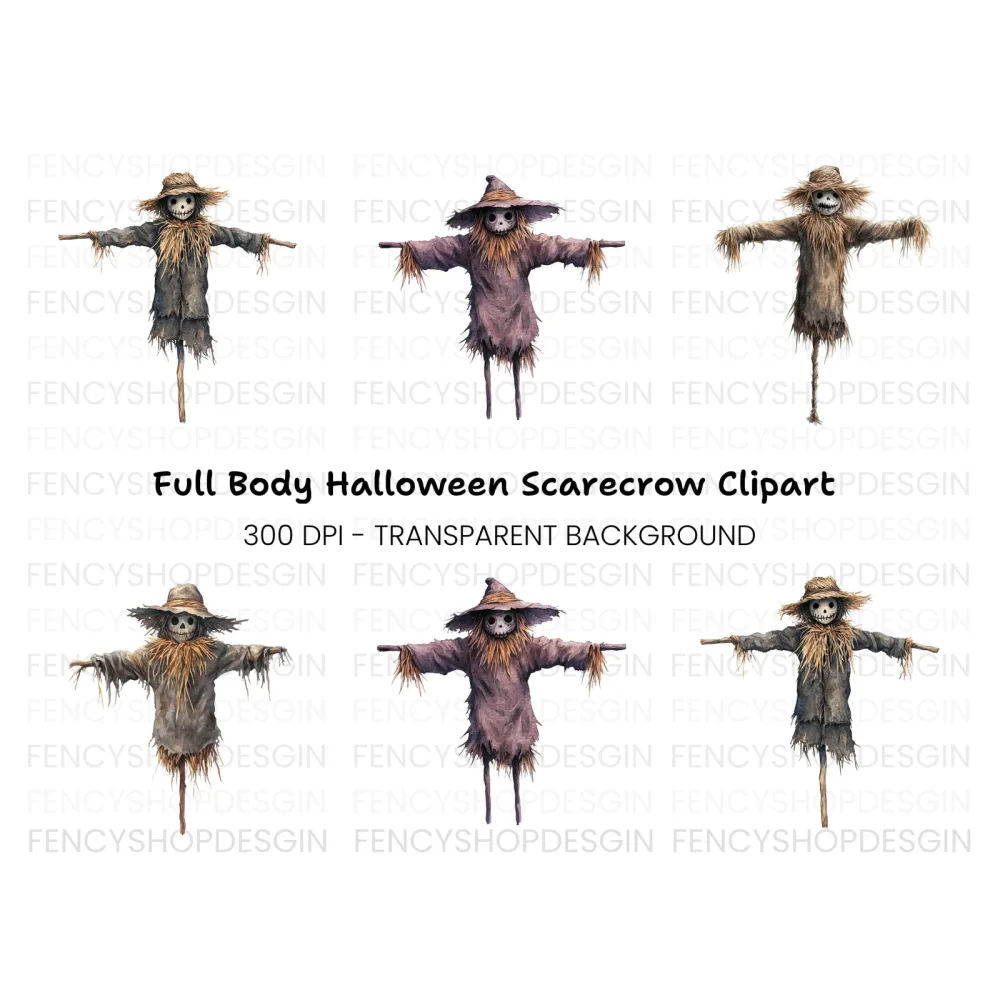 Spooky Scarecrow Halloween Clipart Bundle