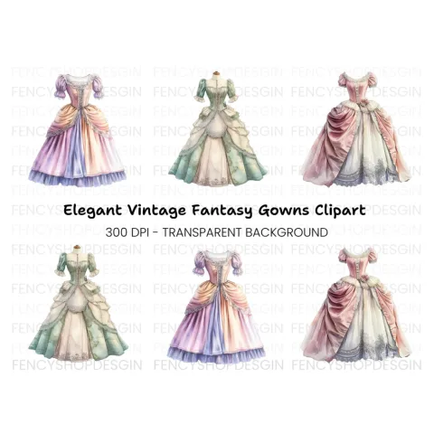 Regal Ball Gown Clipart Bundle