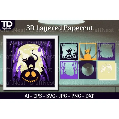 Shadow Helloween Layered Papercut SVG