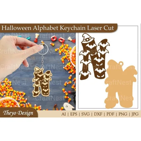 Halloween Keychain Alphabet SVG
