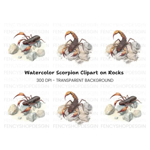Scorpion on Rocks Clipart Bundle