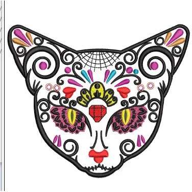 Cat Face Embroidery Design
