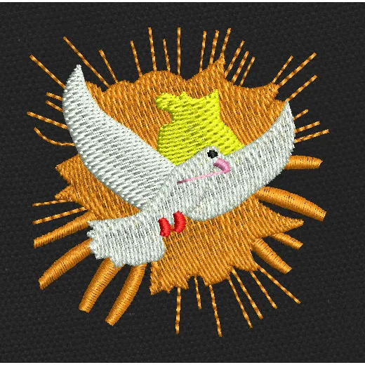 Radiant Dove White And Orange Embroidery Design