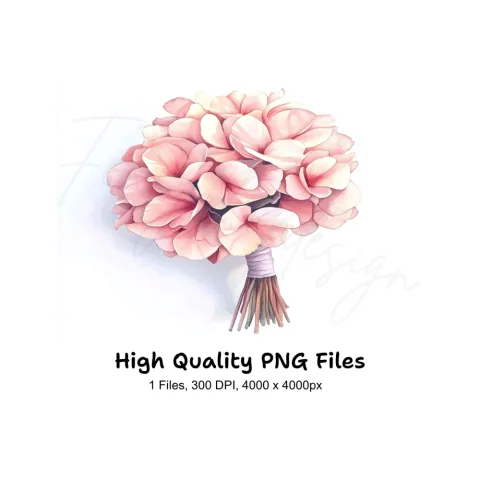 Pink Floral Bouquet Clipart Bundle