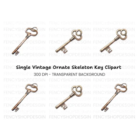 Vintage Skeleton Key Clipart Bundle