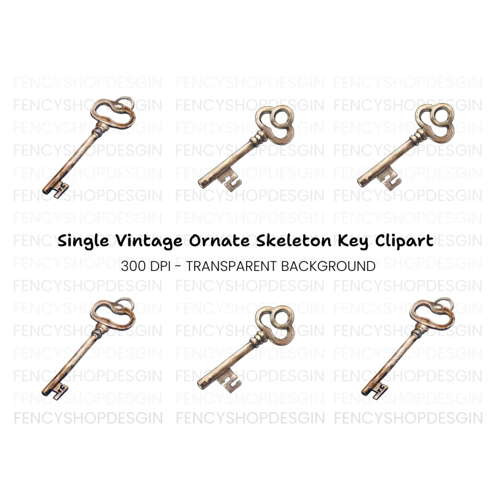 Vintage Skeleton Key Clipart Bundle