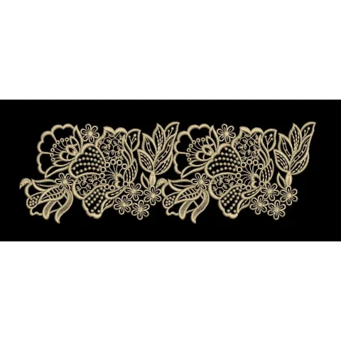 Gold Cutwork Style Floral Border Embroidery Design