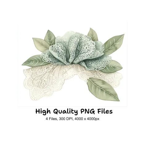 Elegant Lace Flower Clipart Bundle