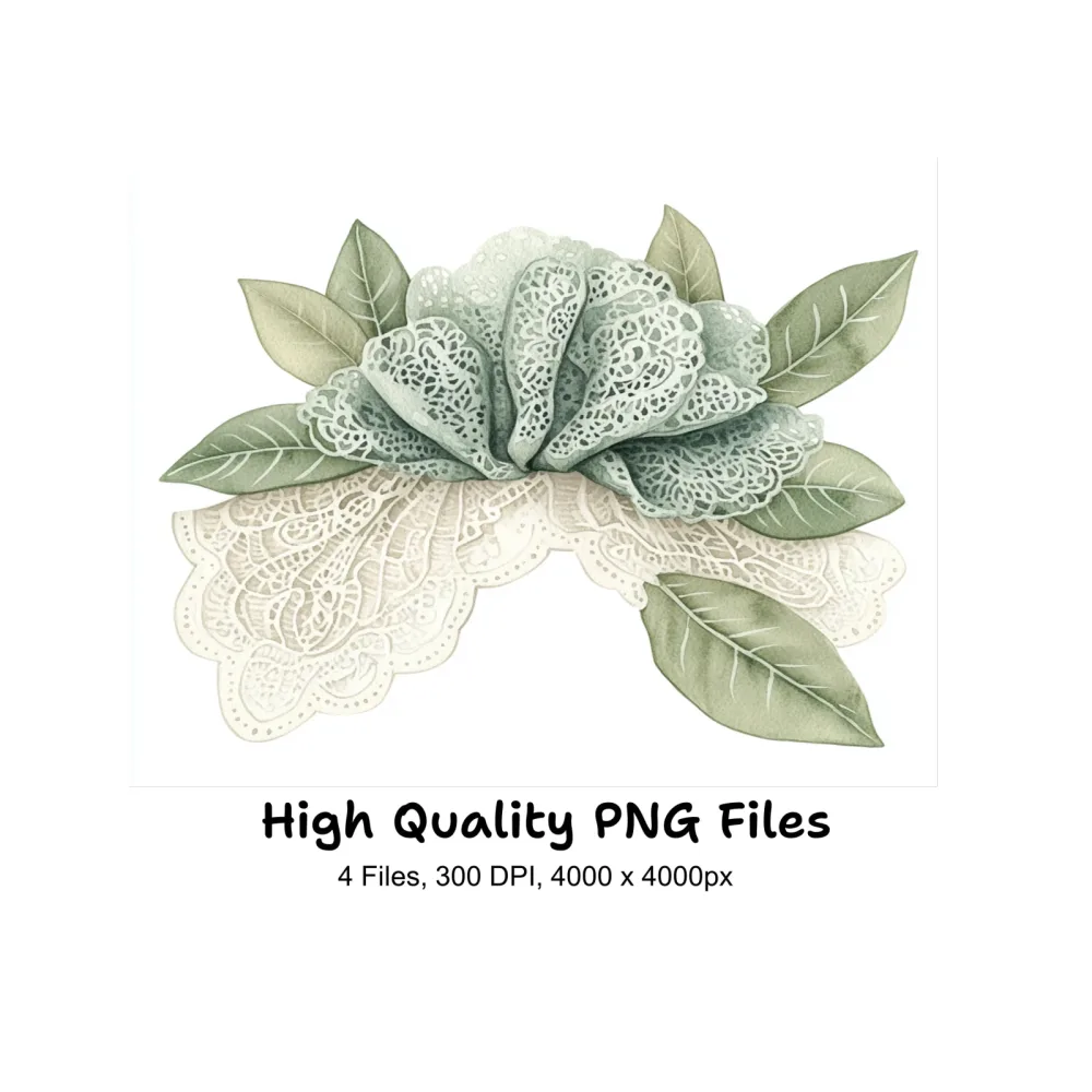 Elegant Lace Flower Clipart Bundle