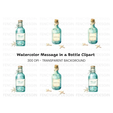 Ocean Message in a Bottle Clipart Bundle