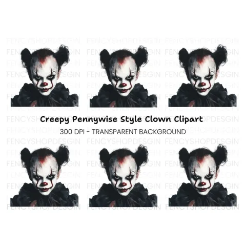 Creepy Clown Halloween Clipart Bundle