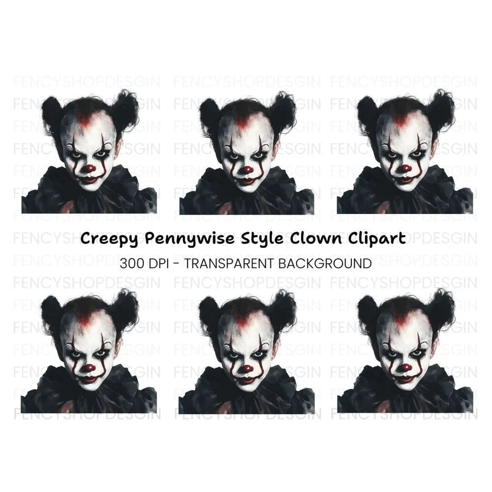 Creepy Clown Halloween Clipart Bundle
