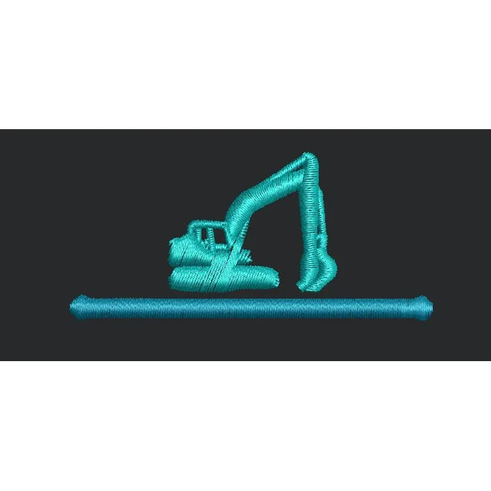 Cyan Excavator Icon Embroidery Design