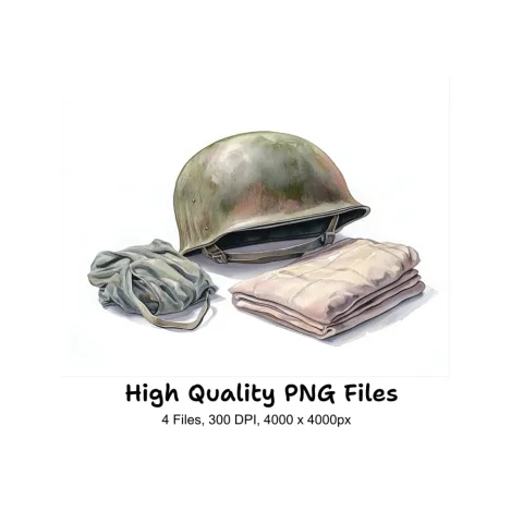 Military Helmet and Blanket Clipart Bundle