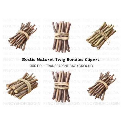 Rustic Wood Sticks Clipart Bundle