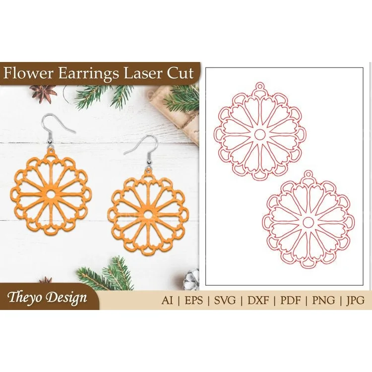 Lasercut Flower Earrings SVG Bundle