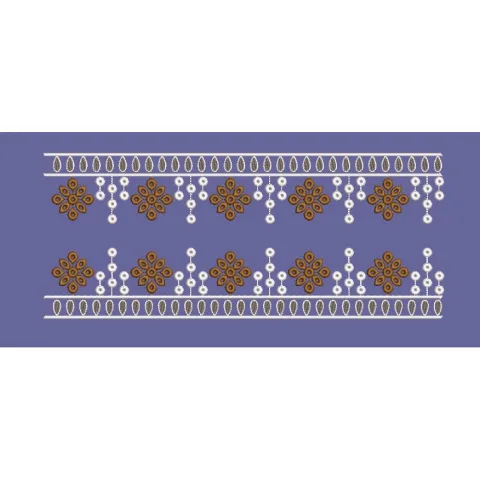 Geometric Floral Tassel Border Embroidery Design