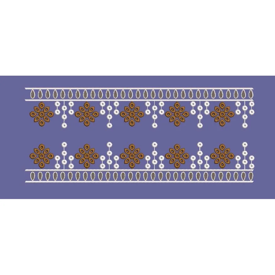 Geometric Floral Tassel Border Embroidery Design