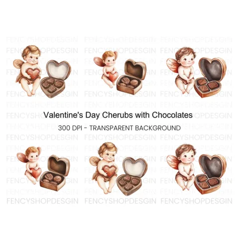 Valentine Cherubs Chocolate Box Clipart Bundle