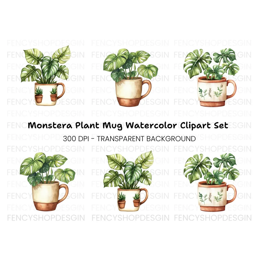 Monstera Plant Clipart Bundle