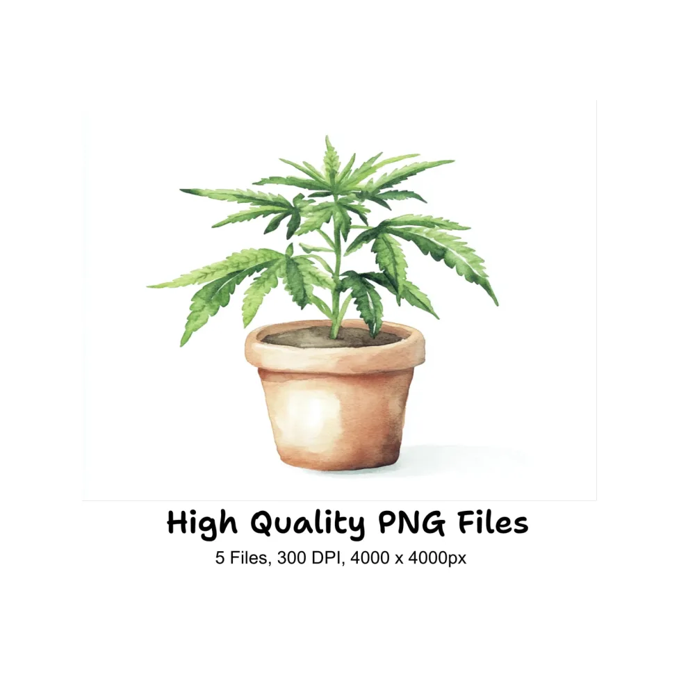 Potted Cannabis Plants Clipart Bundle