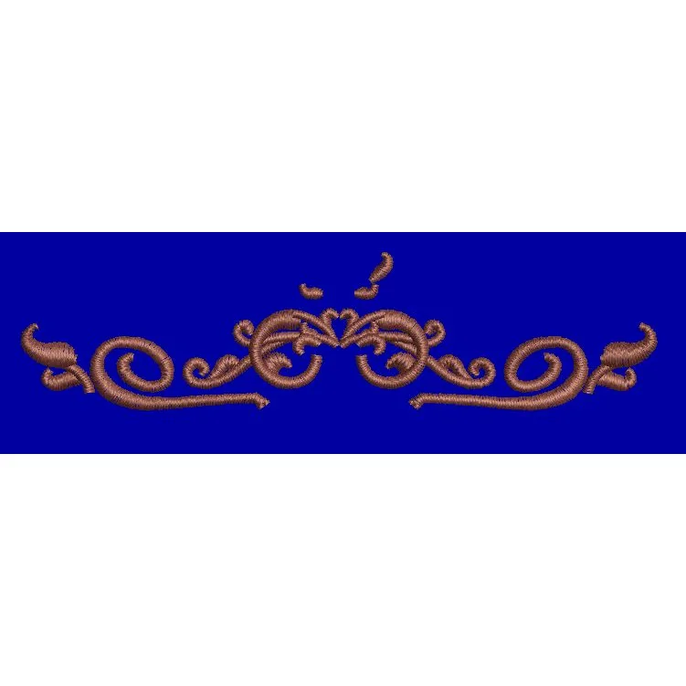 Symmetrical Brown Scrollwork Border Embroidery Design
