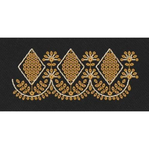 Floral Endless Border Orange Flowers Embroidery Design