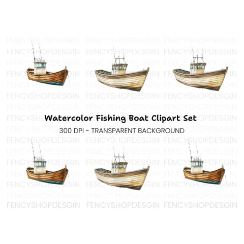 Fishing Boat Clipart Bundle