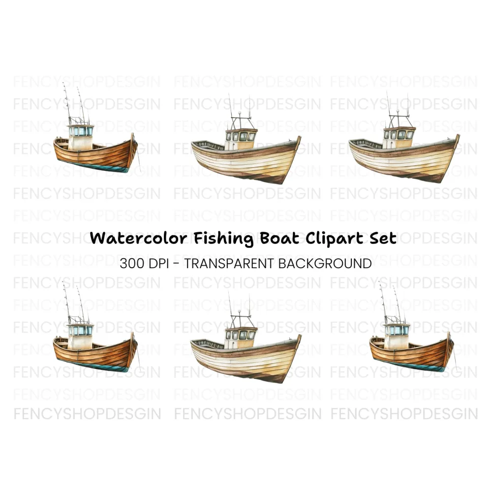 Fishing Boat Clipart Bundle