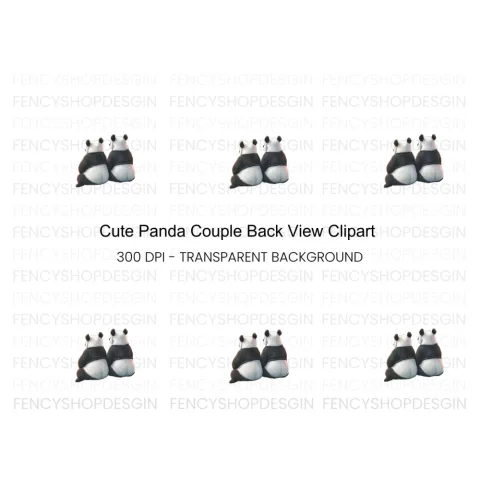 Adorable Pandas Looking Away Clipart Bundle