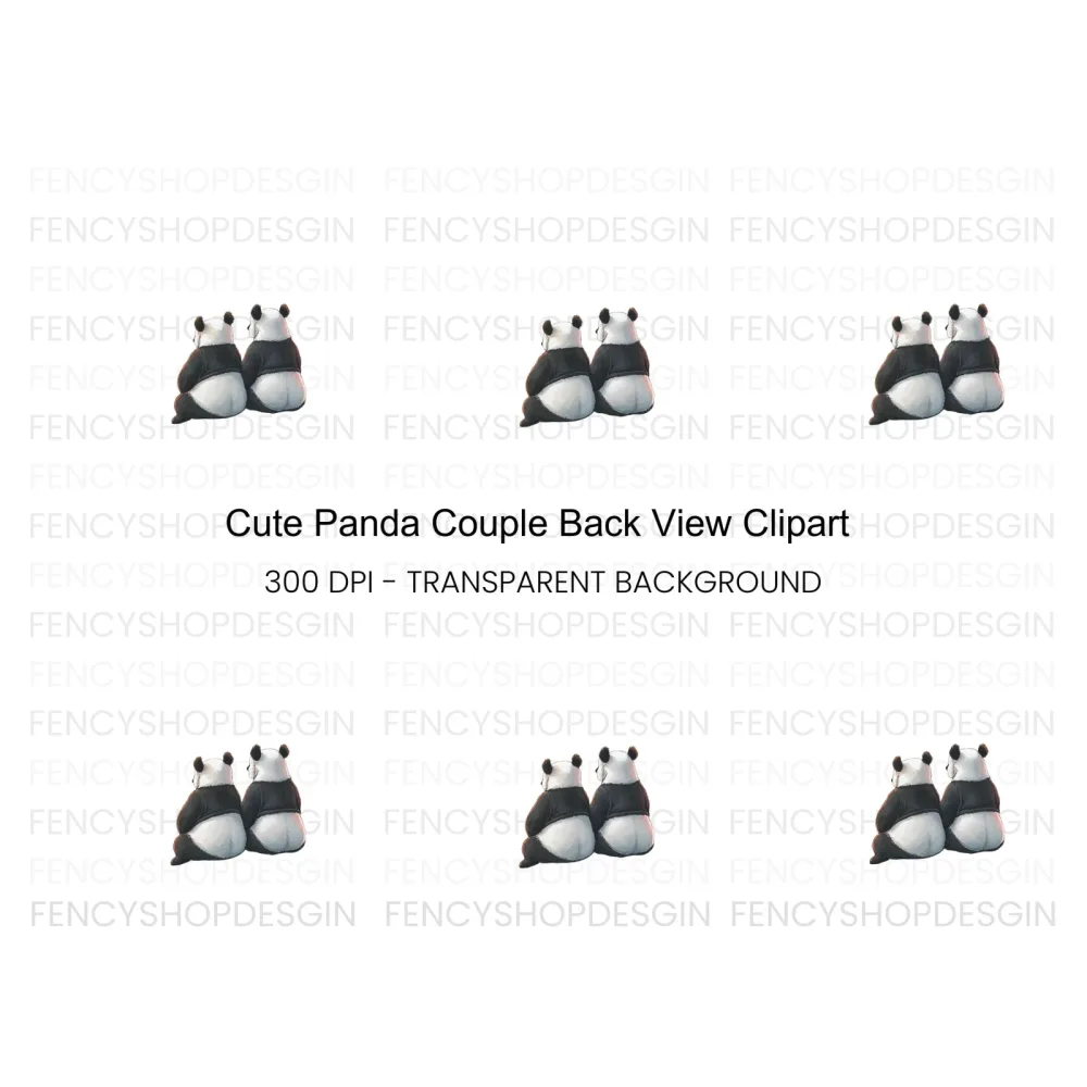 Adorable Pandas Looking Away Clipart Bundle