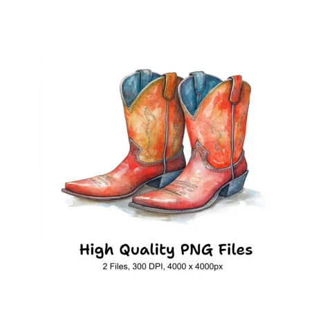 Vibrant Cowboy Boots Clipart Bundle