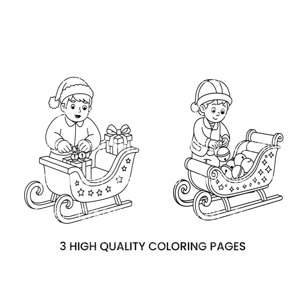 Festive Sleigh and Gifts Coloring Books