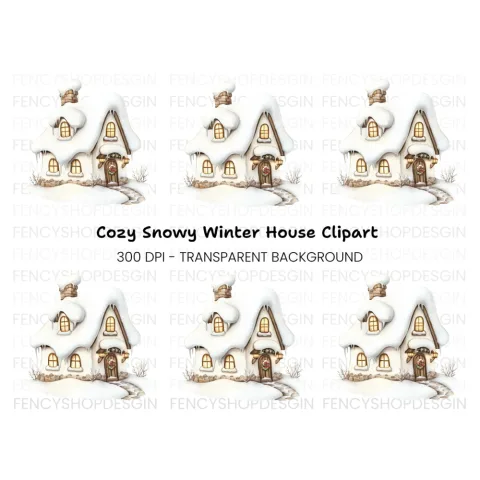 Cozy Winter Cottage Clipart Bundle
