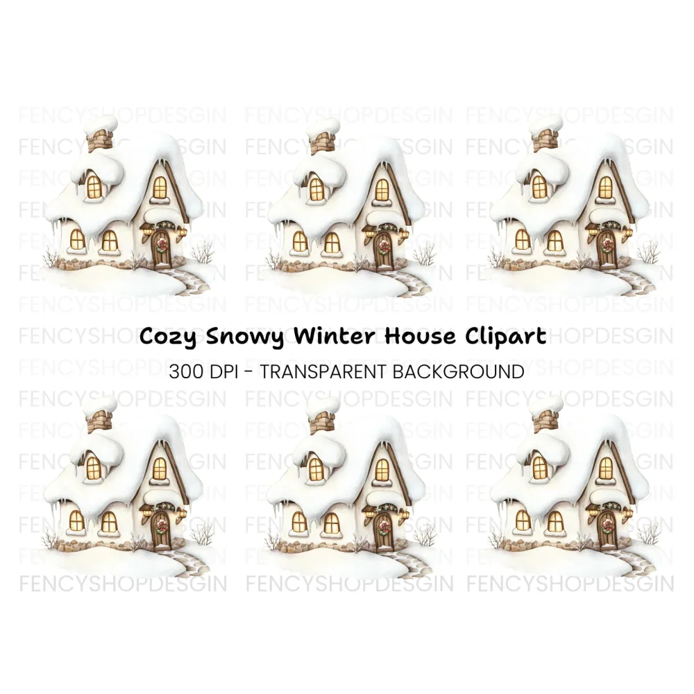 Cozy Winter Cottage Clipart Bundle
