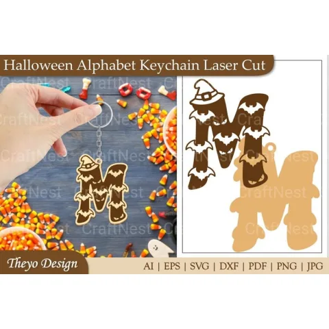 Halloween Keychain Alphabet SVG