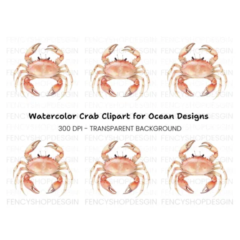 Light Orange Crab Clipart Bundle