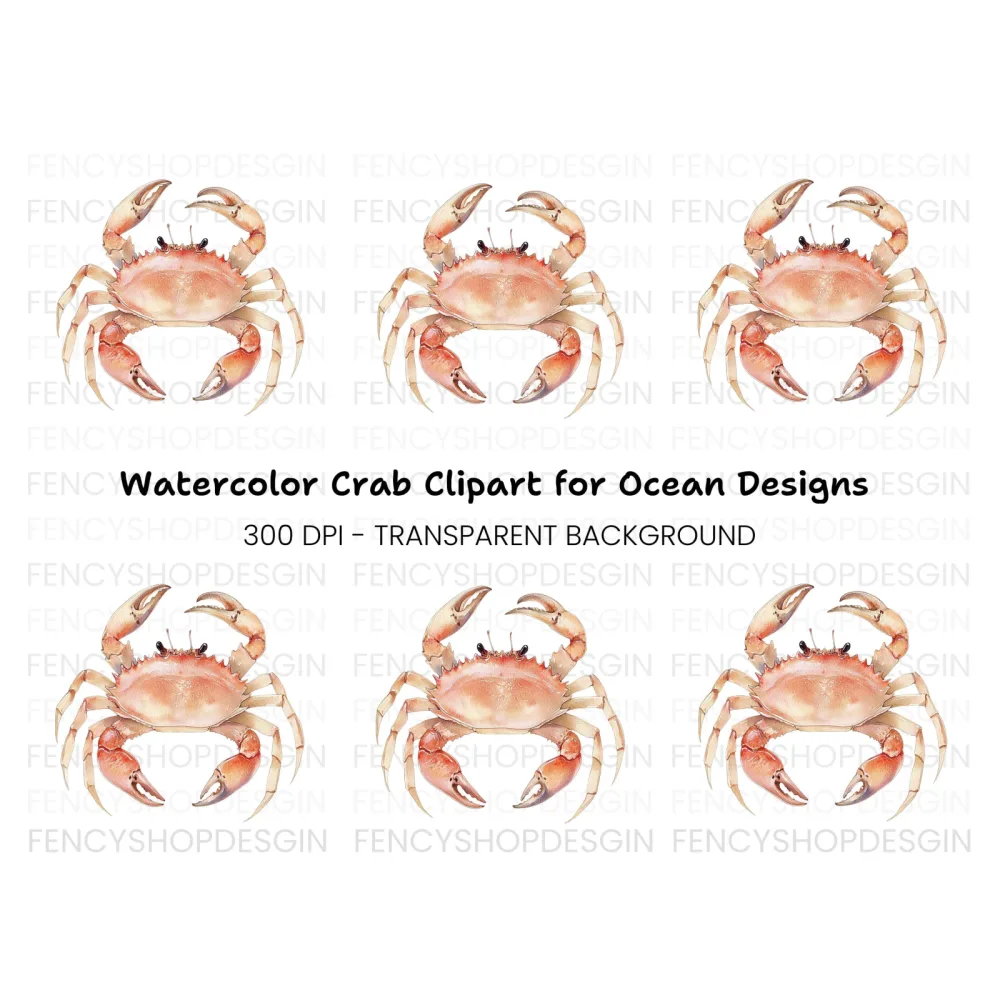 Light Orange Crab Clipart Bundle