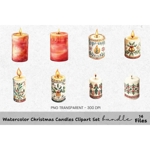 Christmas Candles Clipart Bundle