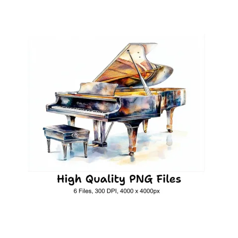 Elegant Piano Illustrations Clipart Bundle