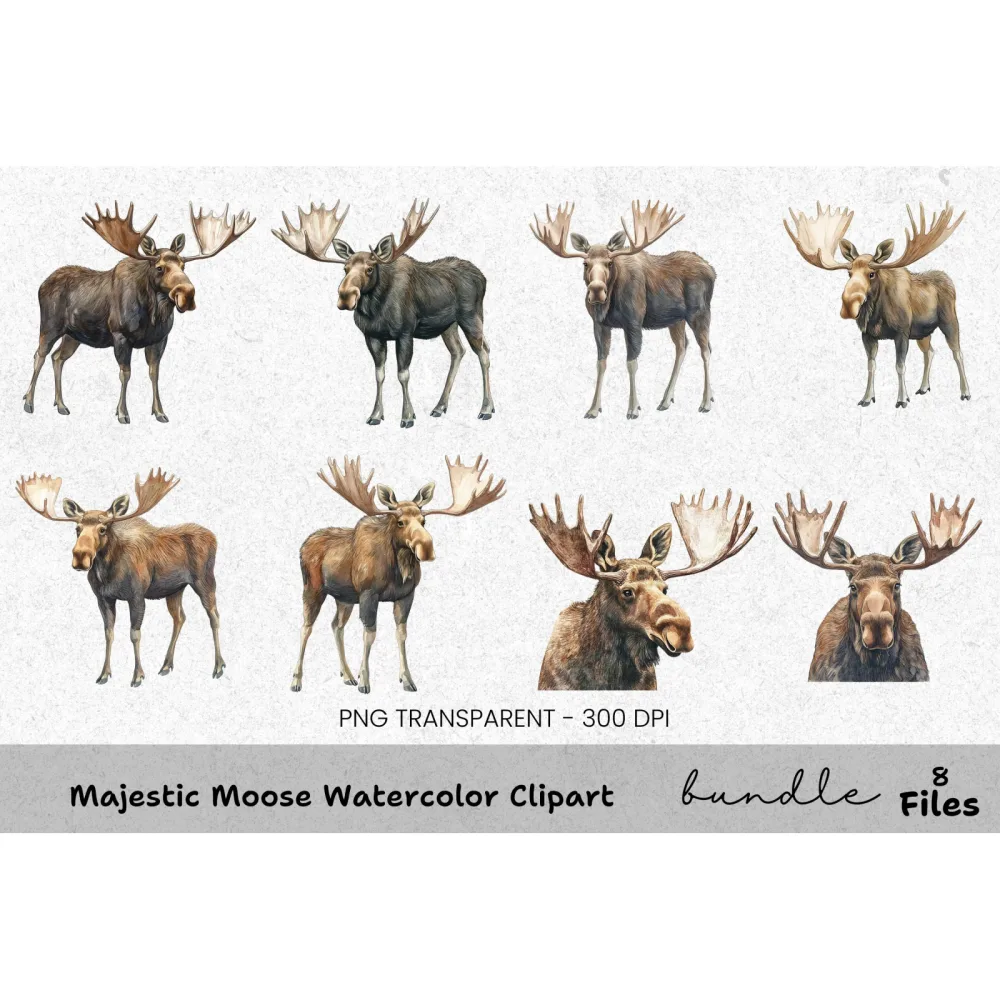 Majestic Moose Clipart Bundle