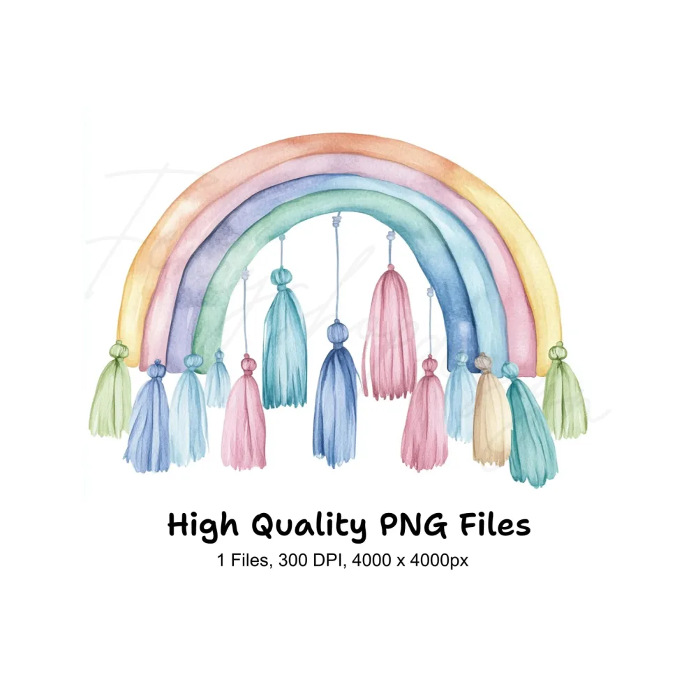 Boho Rainbow Tassel Clipart Bundle