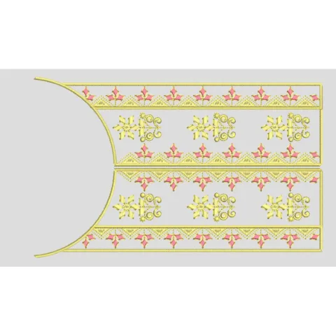 Tiered Floral and Geometric Scroll Border Embroidery Design